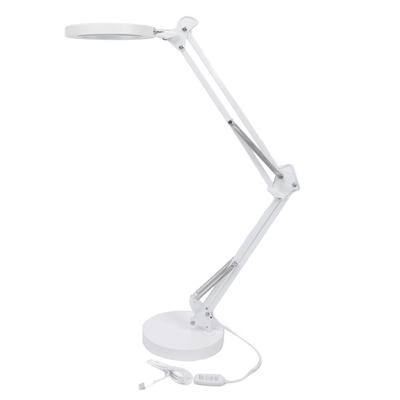 Desktop LED-Licht 3000K-6000K 10 Helligkeiten 72 Lichtchips Beauty Schwenkarmleuchte mit 5-facher Vergrößerung
