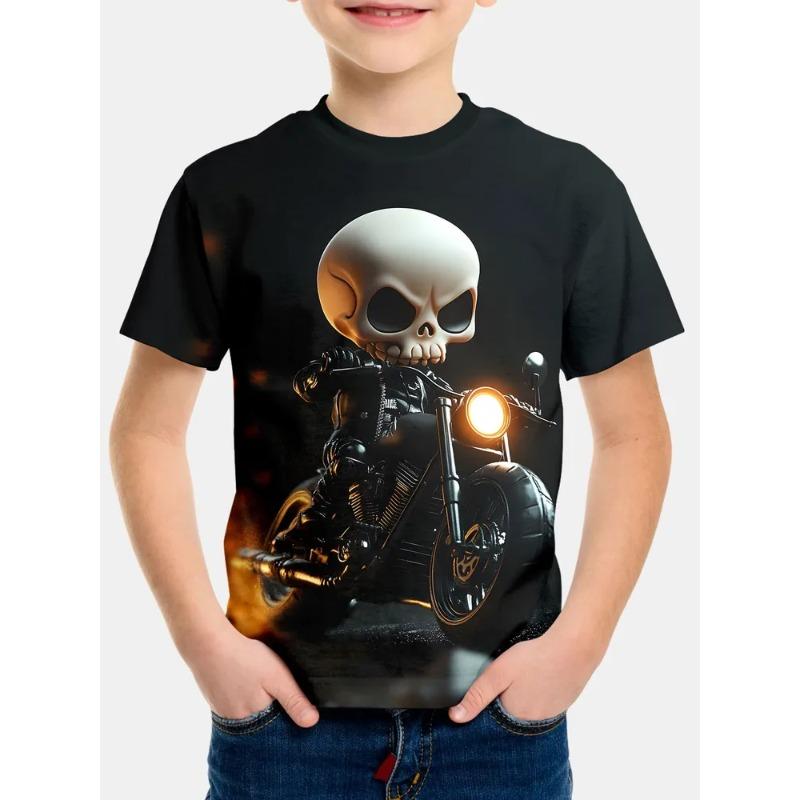 Soft Comfortable Children's Summer Round Neck Short Sleeved T-shirt Creative Color Fashionable Cool Printed Boy's T-shirt