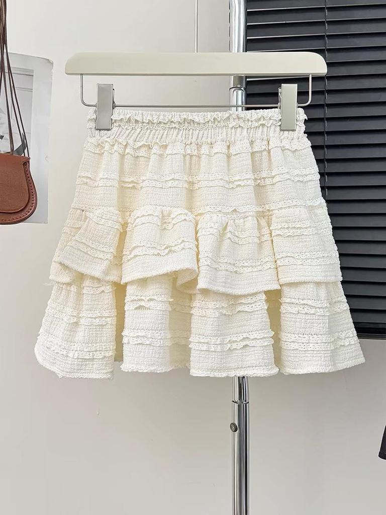 Spring Sweet Ballet Lace Puff Skirt