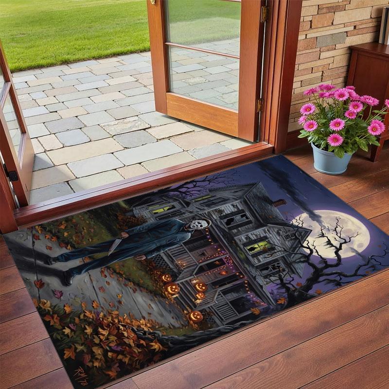 Crystal Velvet Rug Soft Non Slip Indoor Floor Mat Home DecorHalloween Michael Myers