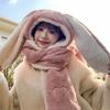 Faur Fur Cartoon Hat Cold Protection Winter Warmt Big Rabbit Ears Hat Thickened Hat Scarf Glove One Piece Set For Women Girls