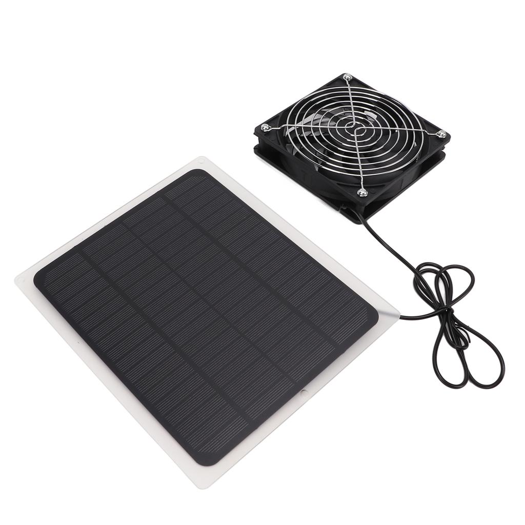 10W Solar Panel Fan Kit Waterproof Cooling Ventilator for Dog Chicken House Greenhouse