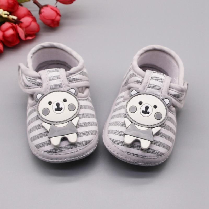 Baby Boy Girl Shoes Cartoon Bear Pattern Casual Cotton Shoe Toddler Striped Soft Sole Shoes First Walkers Spring Autumn Indoor