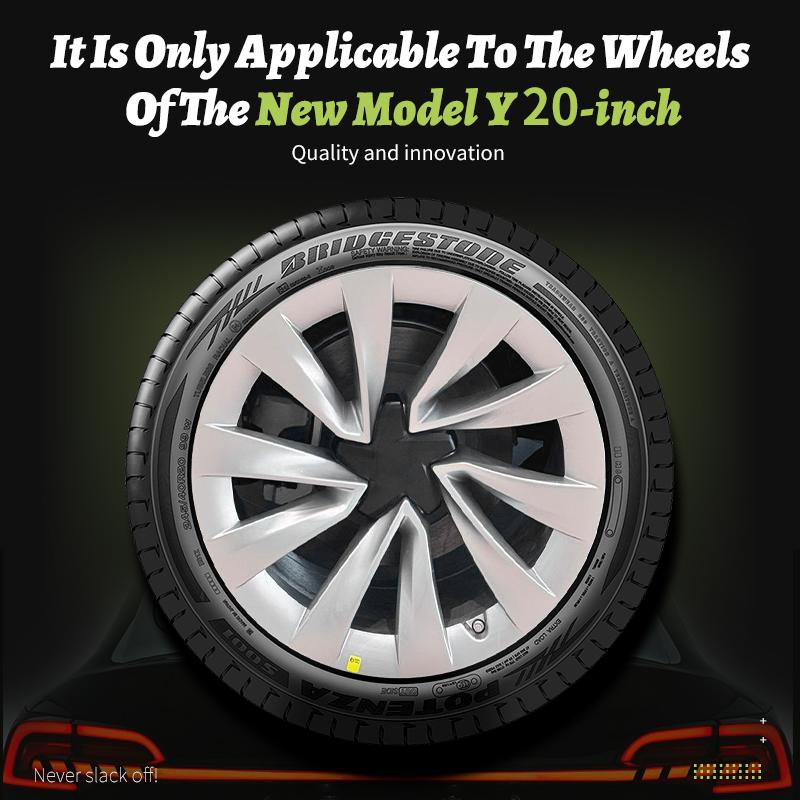 4PCS for New Model Y 2025-2026 Juniper 20 Inch 4PCS Turbine Style Black Hubcap Rim Cover Hub Cap Wheel Cap for Tesla