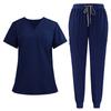 Set da lavoro a maniche corte con scollo a V da donna - Uniforme a due pezzi per il lavoro