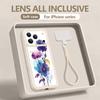 Custodia Laccetto Floreale Acquerello INS Per iPhone 17 Pro Max iPhone 16 15 Pro Max 14 13 11 16E 17E Bumper Antiurto Copertura con Cinturino da Polso