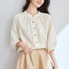 Small Fresh Retro Embroidered Shirt Women's Spring and Summer New Top