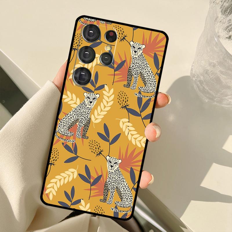 Tigers Leopards Tropical Leaves For Samsung Galaxy S21 S22 Ultra Note 20 S8 S9 S10 Plus Note 10 Plus S20 FE Phone Cover