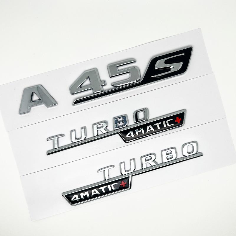3D ABS Black A45S Logo Turbo 4MATIC Badge Car Rear Star Sticker Trunk AMG Emblem For Mercedes Benz A 45S AMG W177 Accessories