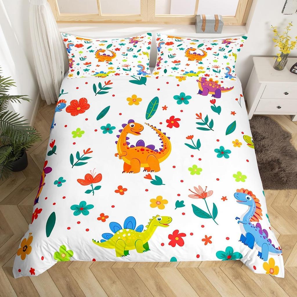 Tier Cartoon King Size Bettbezug Niedliches Regenbogen Alpaka Weiches Bettwäscheset für Jungen Mädchen Floral Dschungel Tier Bettwäsche 3-teilig