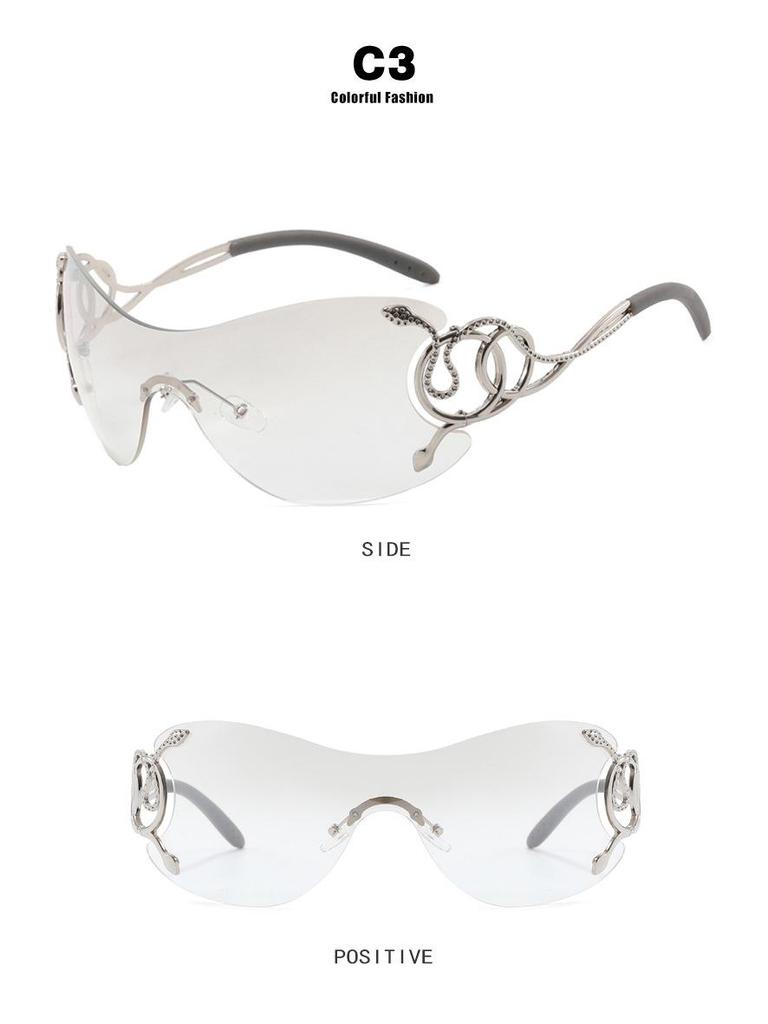 Bezrámové slnečné okuliare Spirit Snake Y2K: Horúce Dievča Veľký Rám pre Odvážny Street Style