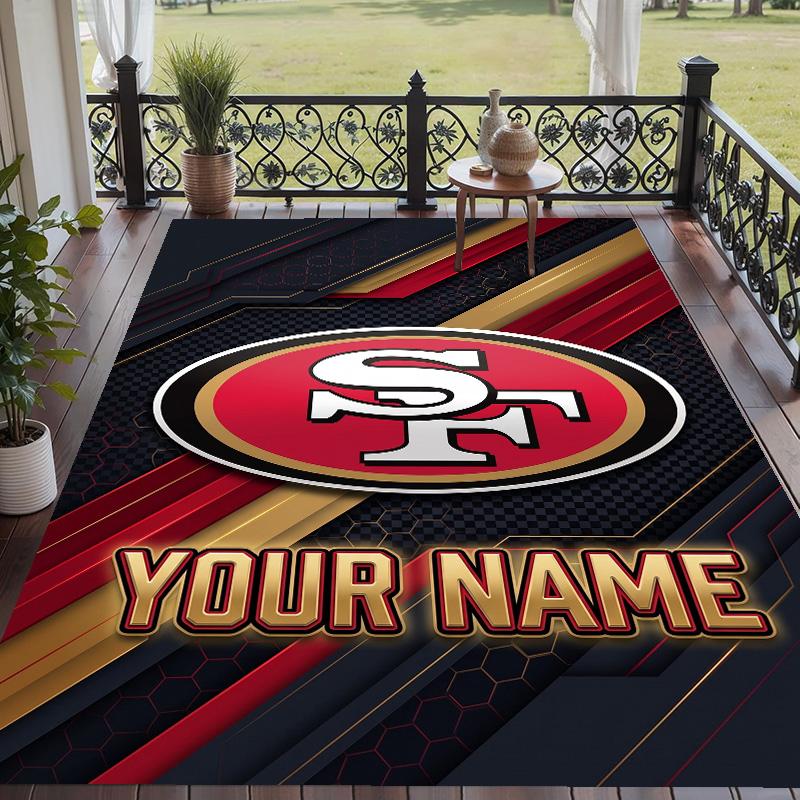 Custom Text Printed Rug San Francisco 49ers Non Slip Floor Carpet For Home Room Decor