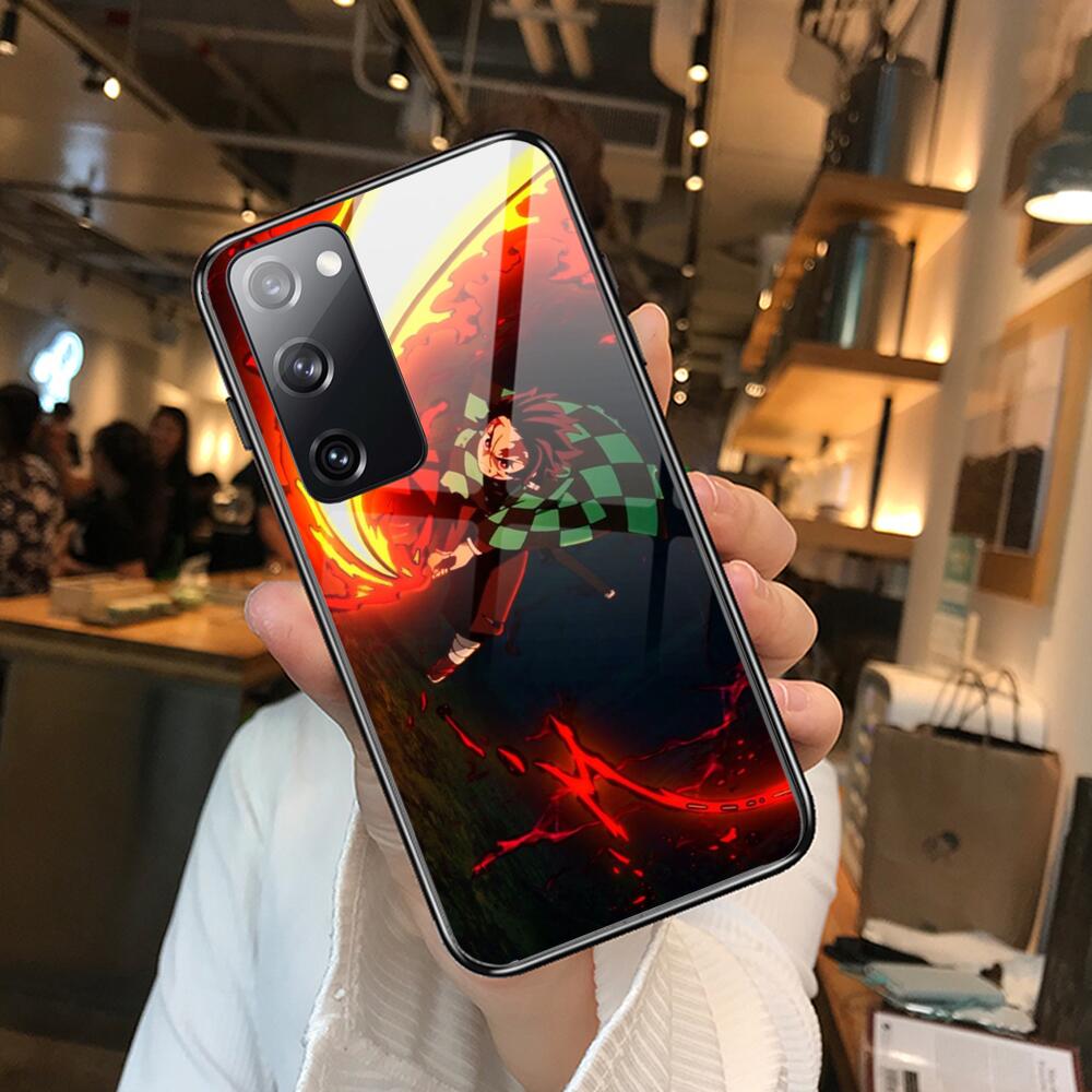 Kamado Nezuko Kimetsu No Yaiba Demon Slayer TPU Soft Tempered Glass shell Phone case For SamSung Galaxy S8 S9 S10E S20 S21 S5 S3