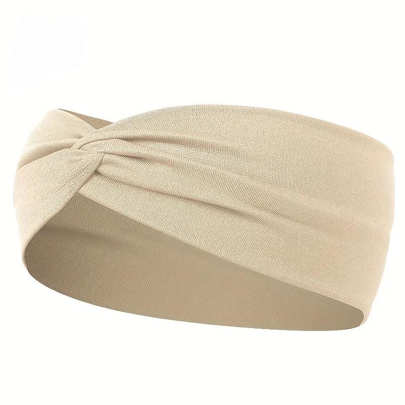 Simple Solid Color Cross Knotted Elastic Wide Headband Women Unisex Sports Yoga Hair Bands Headscarf Headwear