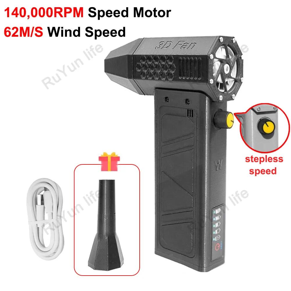 140,000RPM Air Blower Turbo Jet Fan Electric Power Display Handheld Mini Dust Cleaner High Speed Duster Gun Cleaning Tool Fan