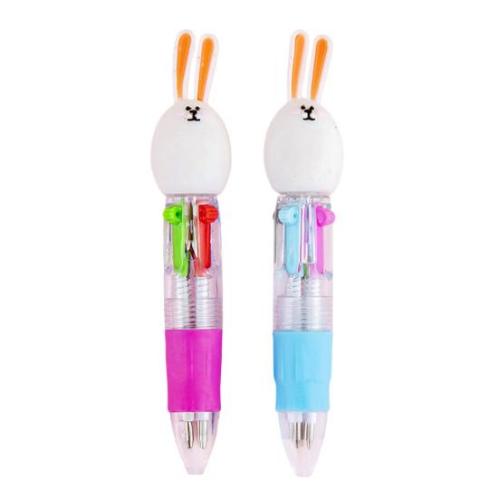 

2Pcs Retractable Ballpoint Pen 4-Color Cartoon Mini Oil-Based Pens for Students Smooth Writing Fun School Supplies Classroom Prize for B