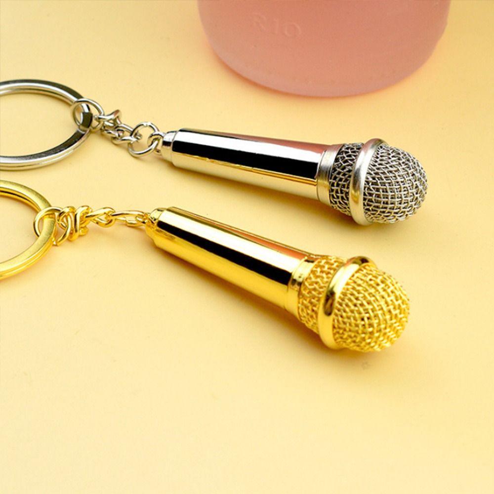 Creative Microphone Key Ring Fashion Pendent Key Chain Car Key Holder  Handbag Accessories