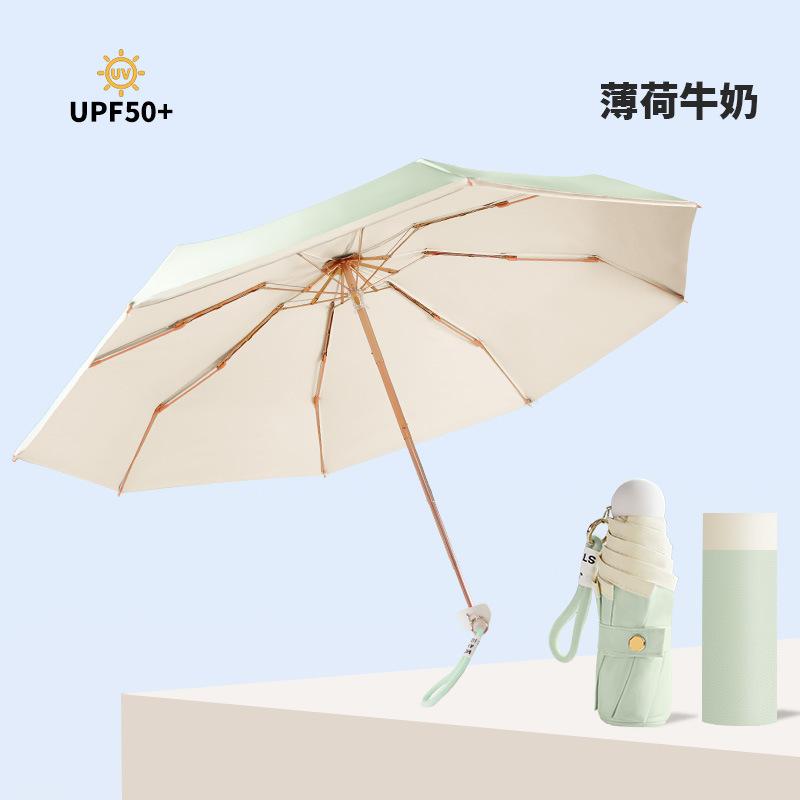 50% Off Eight-bone Sun Umbrella, Colored Glue Fabric, Small and Cute Wind Sunscreen Umbrella, UV Protection, Portable Folding Parasol.