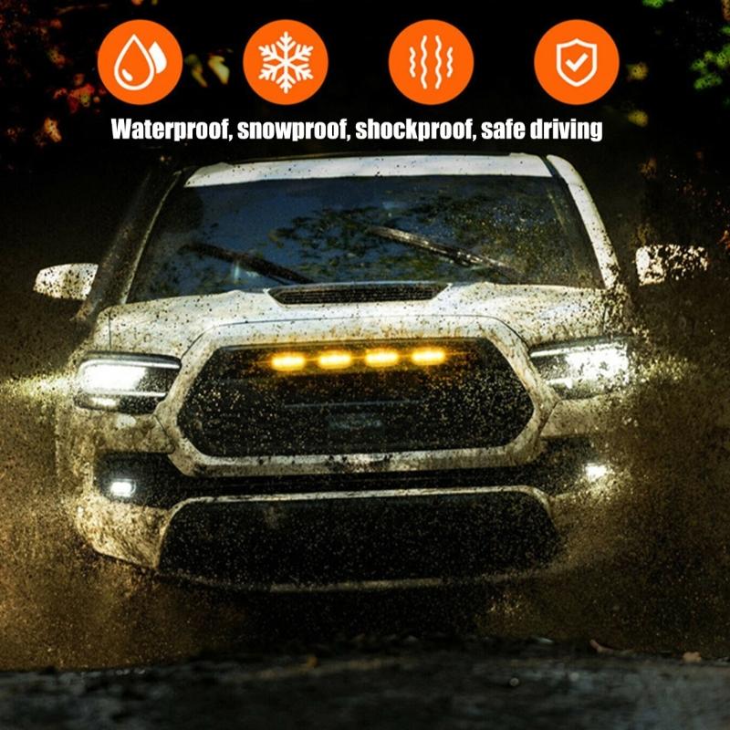 Four-Piece Vehicle Grille Light Kit, 12V LED Modules with One-to-Four Wiring Harness for Pickup Lighting Projects
