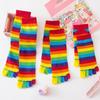Women's Mid-Calf Cotton Colored Striped Split-Toe Socks for Autumn and Winter