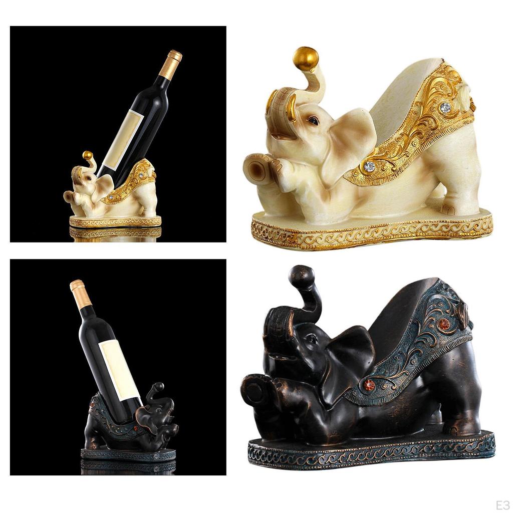 Chic Elephant Figurine Drink Holder Glass Cup Shelf Decorative Bottle Rack for Bedroom