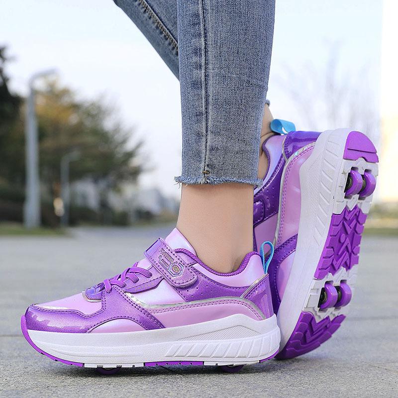 Kids 4-Wheel Roller Skates Shoes New Sneakers For Boy and Girls Outdoor sport Skating Skates Shoes With Wheels