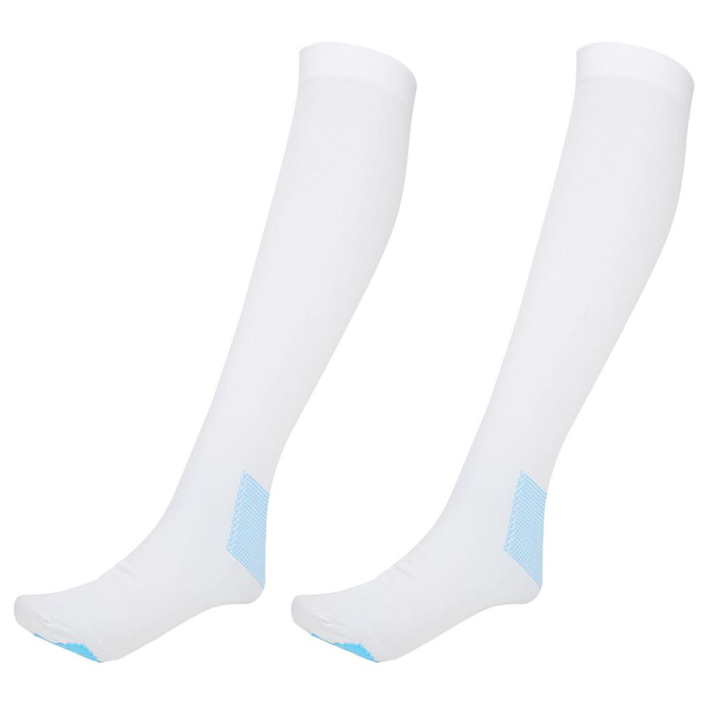 Compression Knee High Socks Varicose Veins Socks with Inspect Toe Hole(White M)