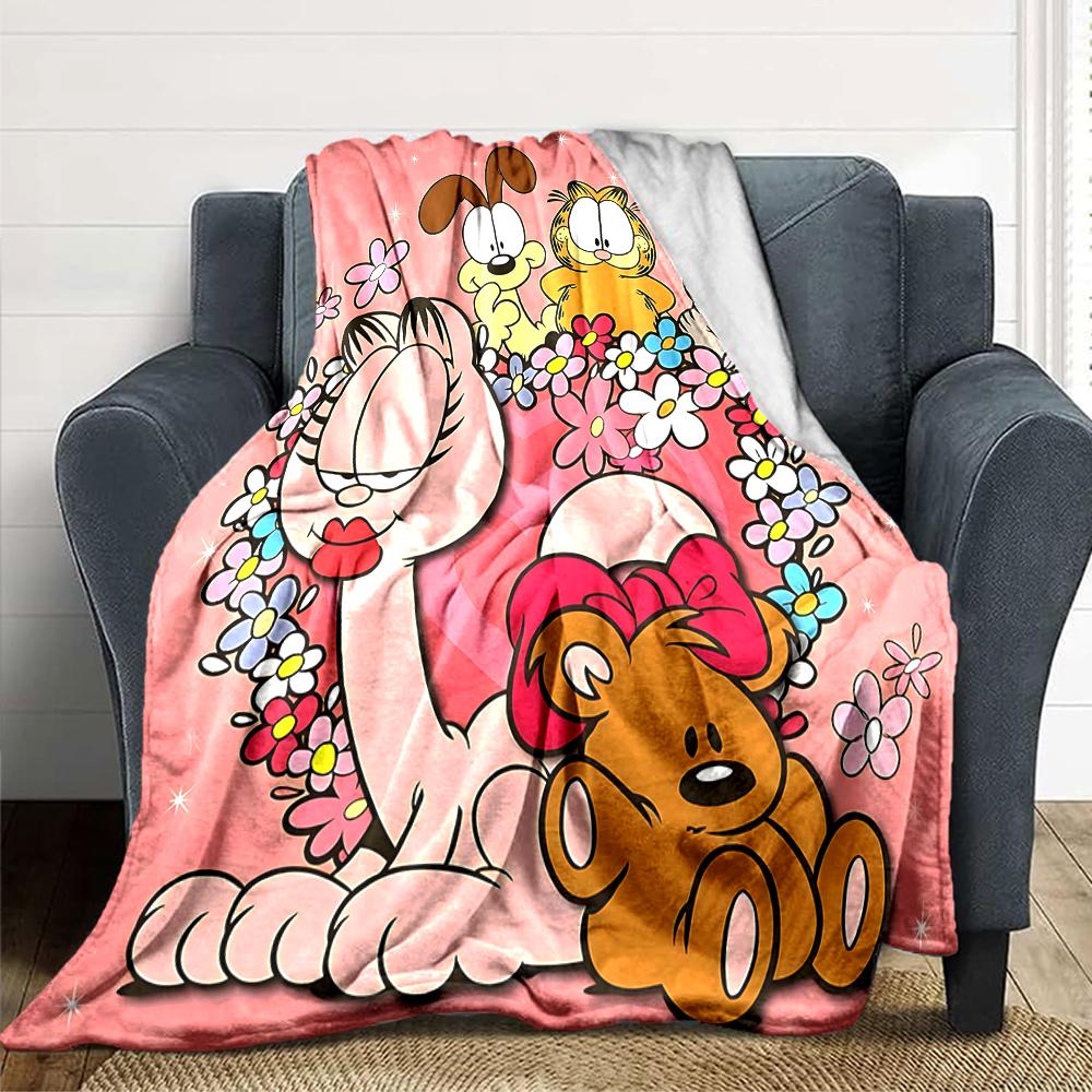 1Pc Garfield'S Hug Adventure Blanket For Couch Bed Plush Cozy Fuzzy Blanket Super Soft Warm Blankets For Fall And Winter 091873