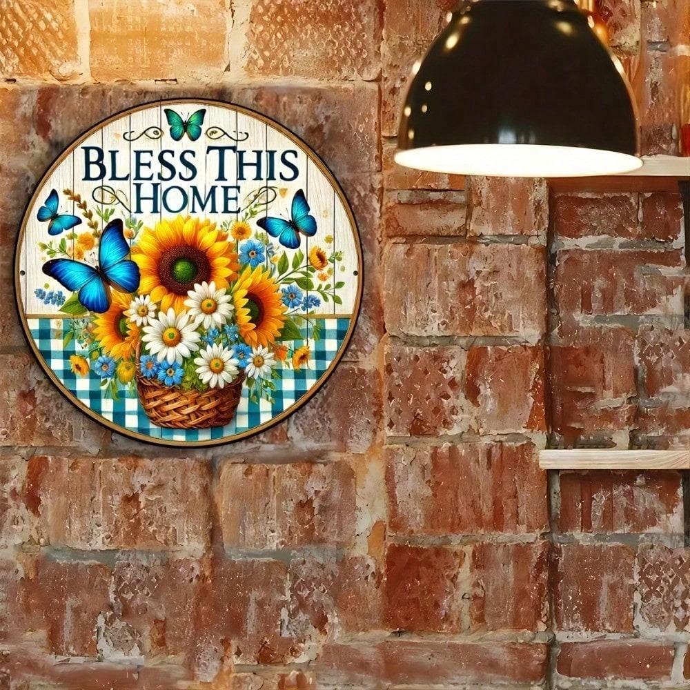 1pc Vintage Daisy Wreath 20cm Lightweight Aluminum Wall Decor Retro Spring Summer Door Hanging Farmhouse Holiday Everyday De
