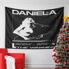Black-and-white Design with a Singer Holding a Guitar and Stylized Text. Patterned Tapestry for Bedroom and Living Room Home Decor