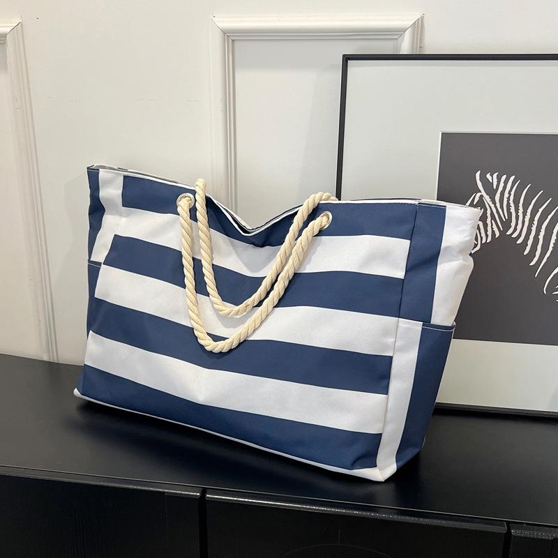 Petit sac bandoulière rayures fraîches grande capacité pour femme nouveau sac en toile loisirs étudiant sac de cours sac fourre-tout