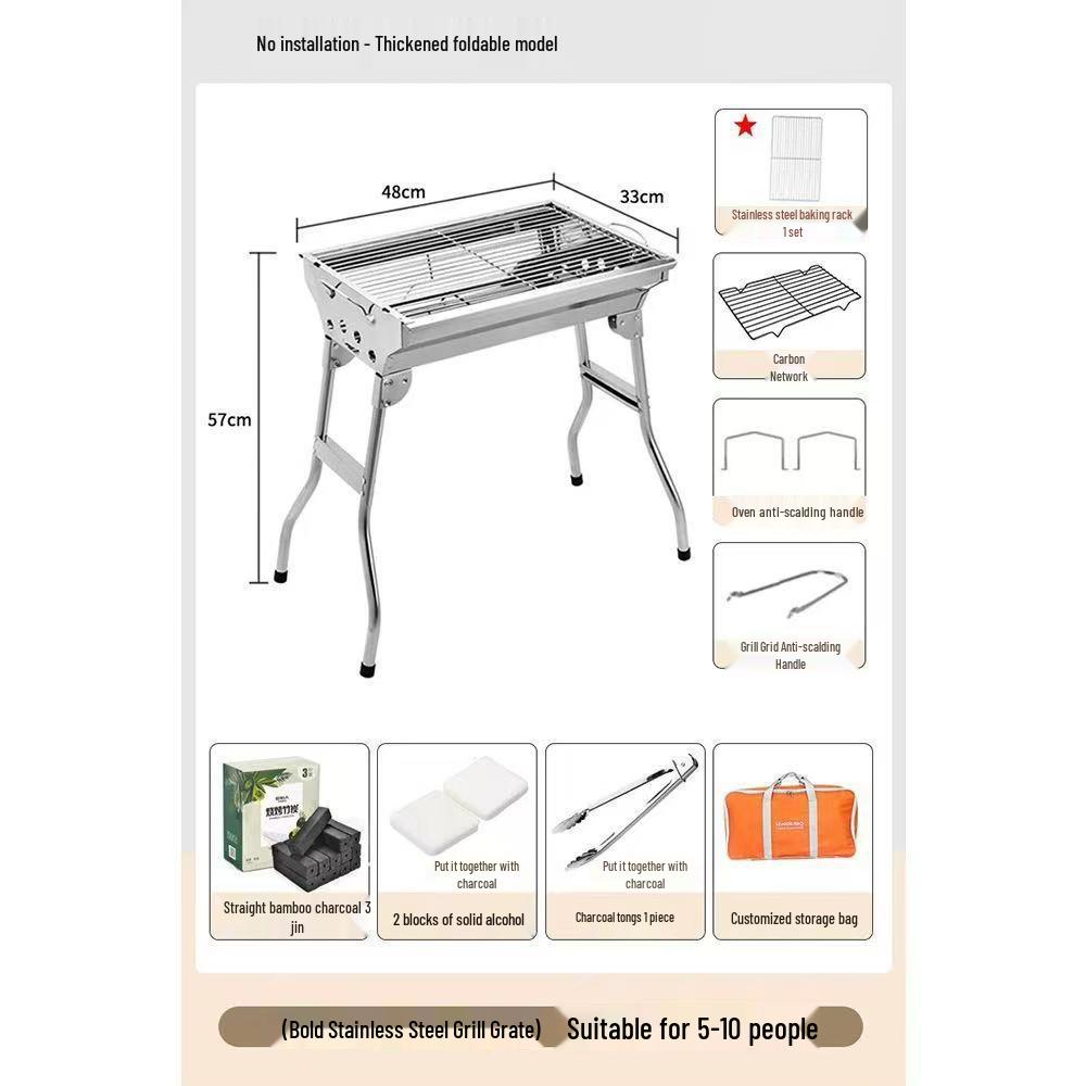 Portable Outdoor Folding Charcoal Barbecue Grill Rack