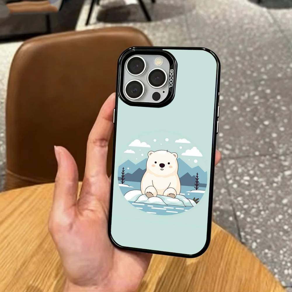 

Chonky P-Polar bear Phone Case For iPhone17,16,15,14,13,12,11 Plus,Pro Max Colored Silver Plated Inside Cover iPhone13