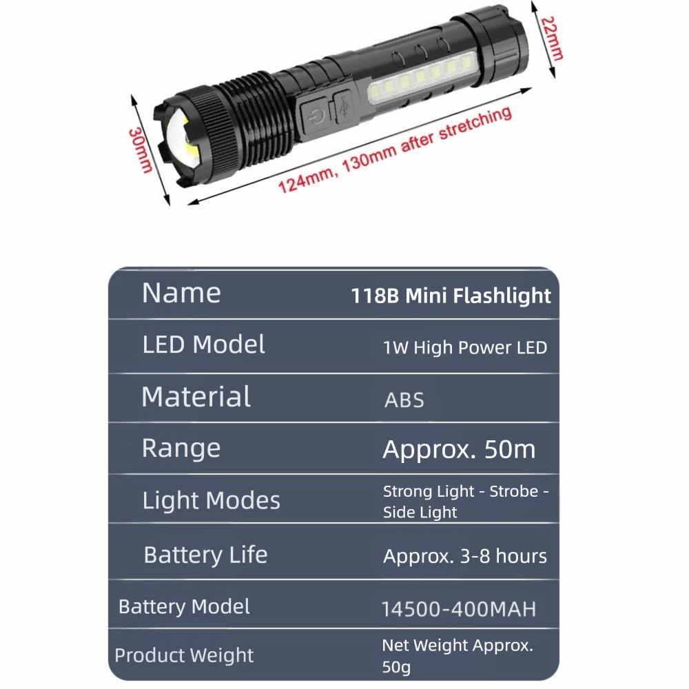with Power Display Strong Light Flashlight COB Side Light Camping Lantern  Emergency Lighting