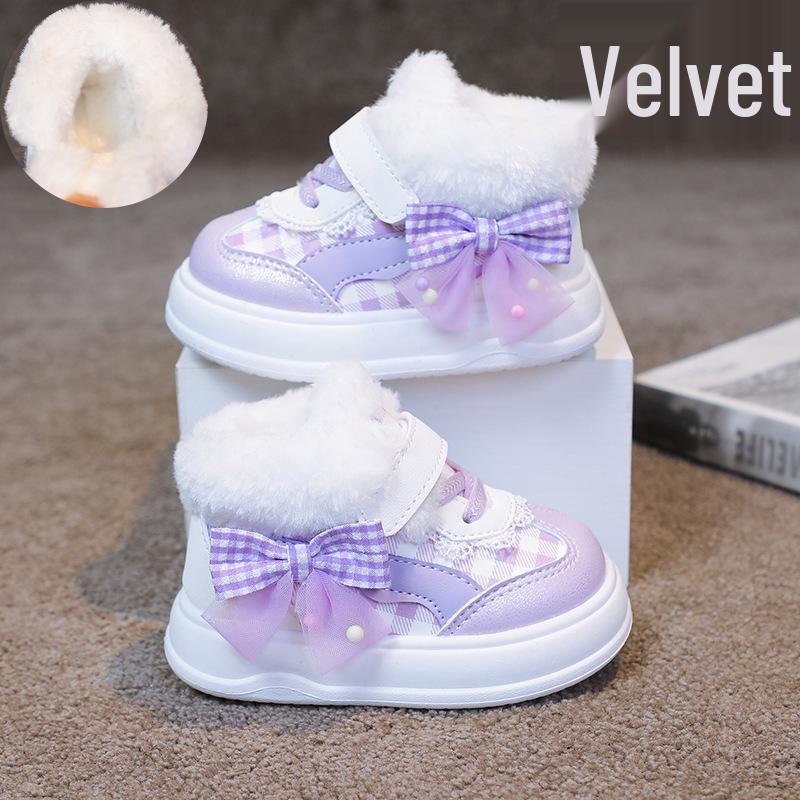 Girls' Warm Cotton Sports Shoes: Cozy Fleece Infant and Toddler Flats