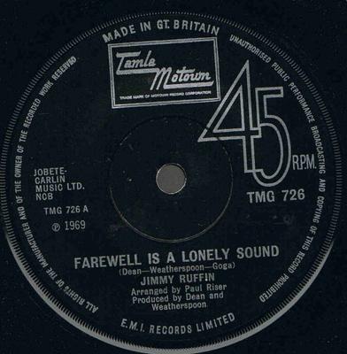 7inch Record JIMMY RUFFIN - Farewell Is A Lonely Sound TMG726 Tamla Motown 1970 Scandinavi Soul/Funk Used