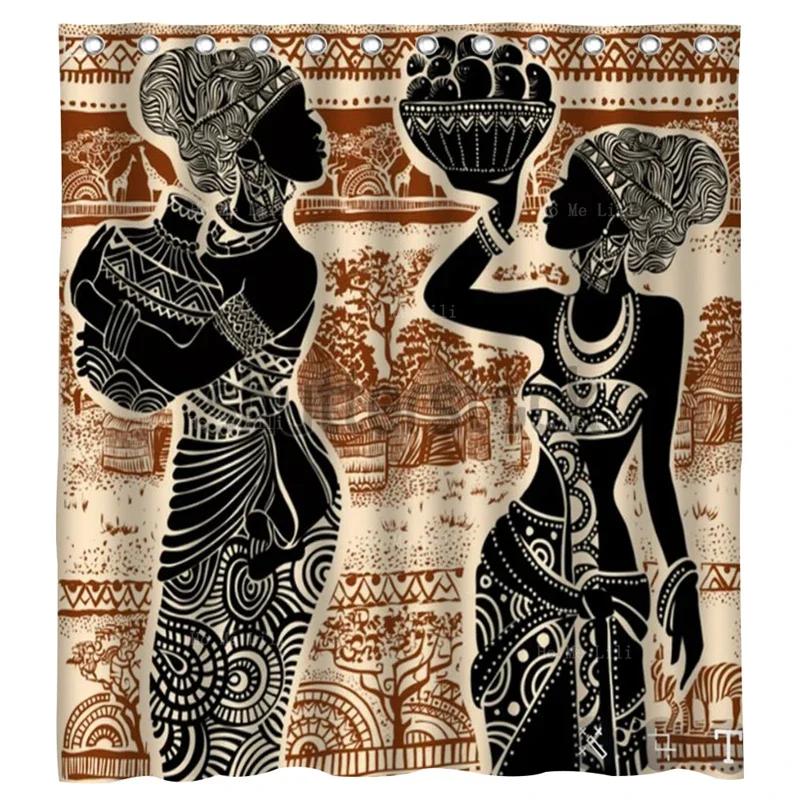 Modern African Ethnic Woman Sexy Girl Sunset Background Painting Shower Curtain By Ho Me Lili With Hooks Decoration Bathroom