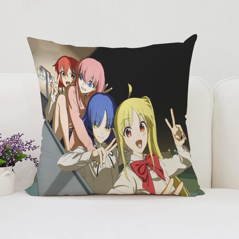 40x40cm B-Bocchi the Rock  Reversible Printed Pillow Covers Sofa Cushion Covers Chair Lumbar Cushion Bed Sleeping Pillow