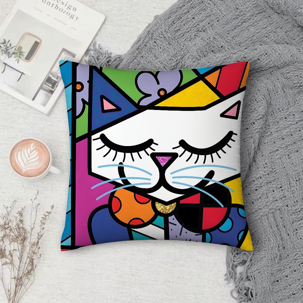 B-Brittos Kissenbezug, quadratisch, doppelseitig bedruckt, Kurzplüsch, Sofakissenbezug, Nachttischkissen