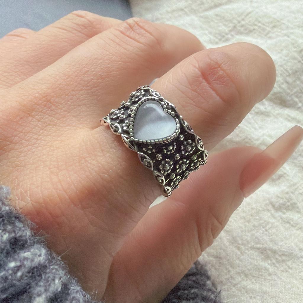 925 Silver Rings for Women Couple Minimalist Handmade Simple Wide Moon Ring Set Party Jewelry Gift Prevent Allergy