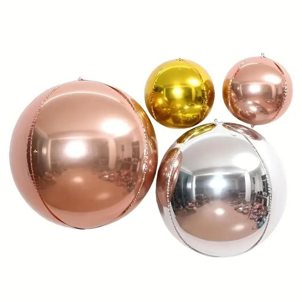 Silver 4D Balloons 50/60 Inches Metallic Balloons Round Balloons  New Year Accessories