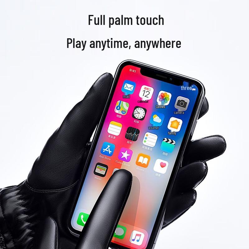 TUCANO Men's Genuine Leather Fleece-Lined Touchscreen Winter Gloves