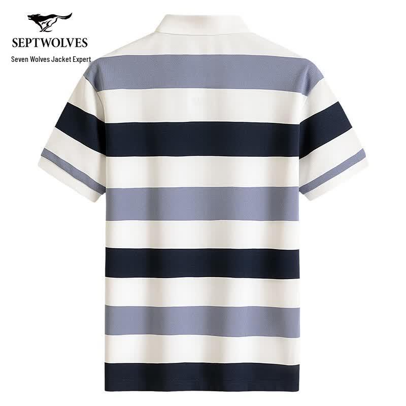 SEPTWOLVES Herren 7A Antibakterisches Gestreiftes Cool-Touch Poloshirt