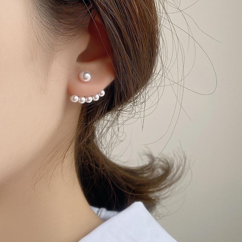 Stud Earrings Tide 925 Silver Korean Style Simple Design Earrings Fine Pearl Earrings Girly