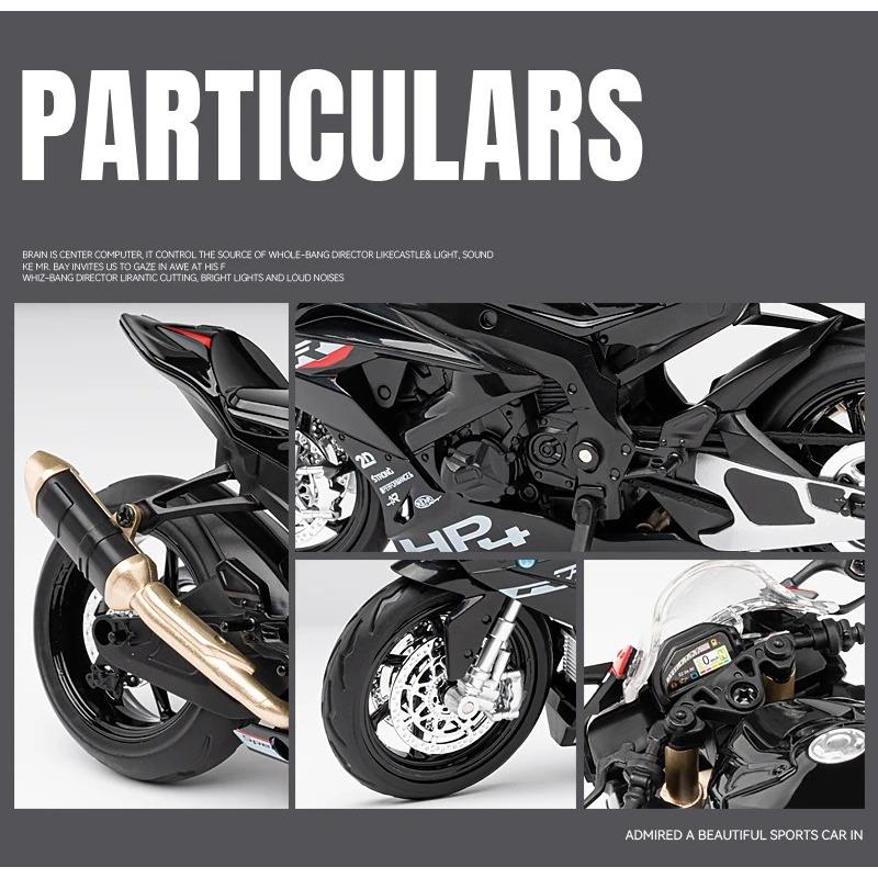 1/12 BMW S1000RR HP4 Race Alloy Top Luxury Sports Motorcycle Model Diecast Metal Road Racing Motorcycle Model Sound Light Kids Gifts