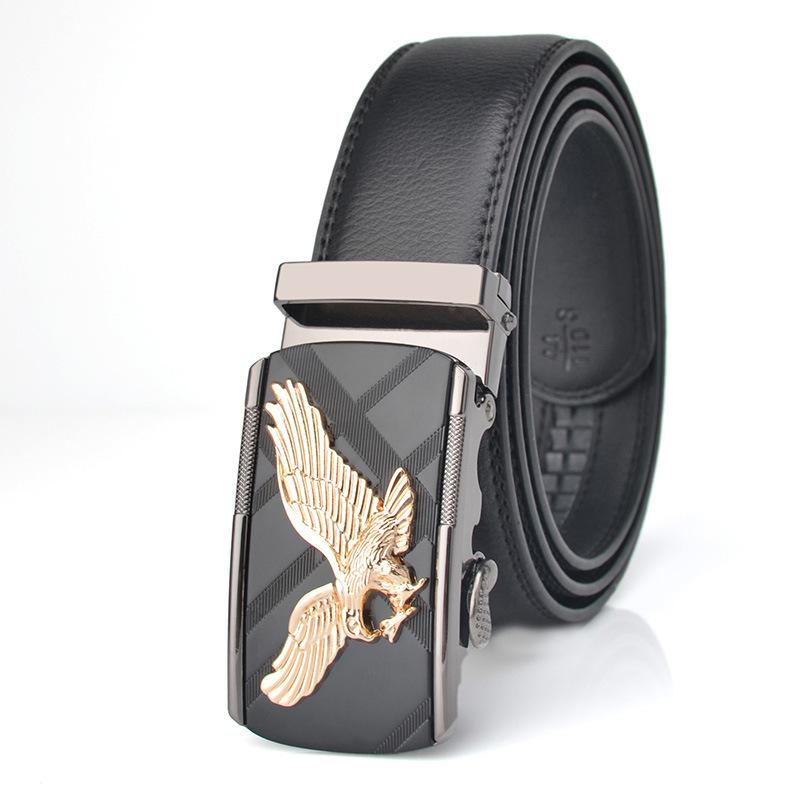2024 Men's Genuine Leather Belt Eagle Style Automatic Buckle Belt Strap Adjustable Luxury Brand Belt Fashion Business Men's Belt