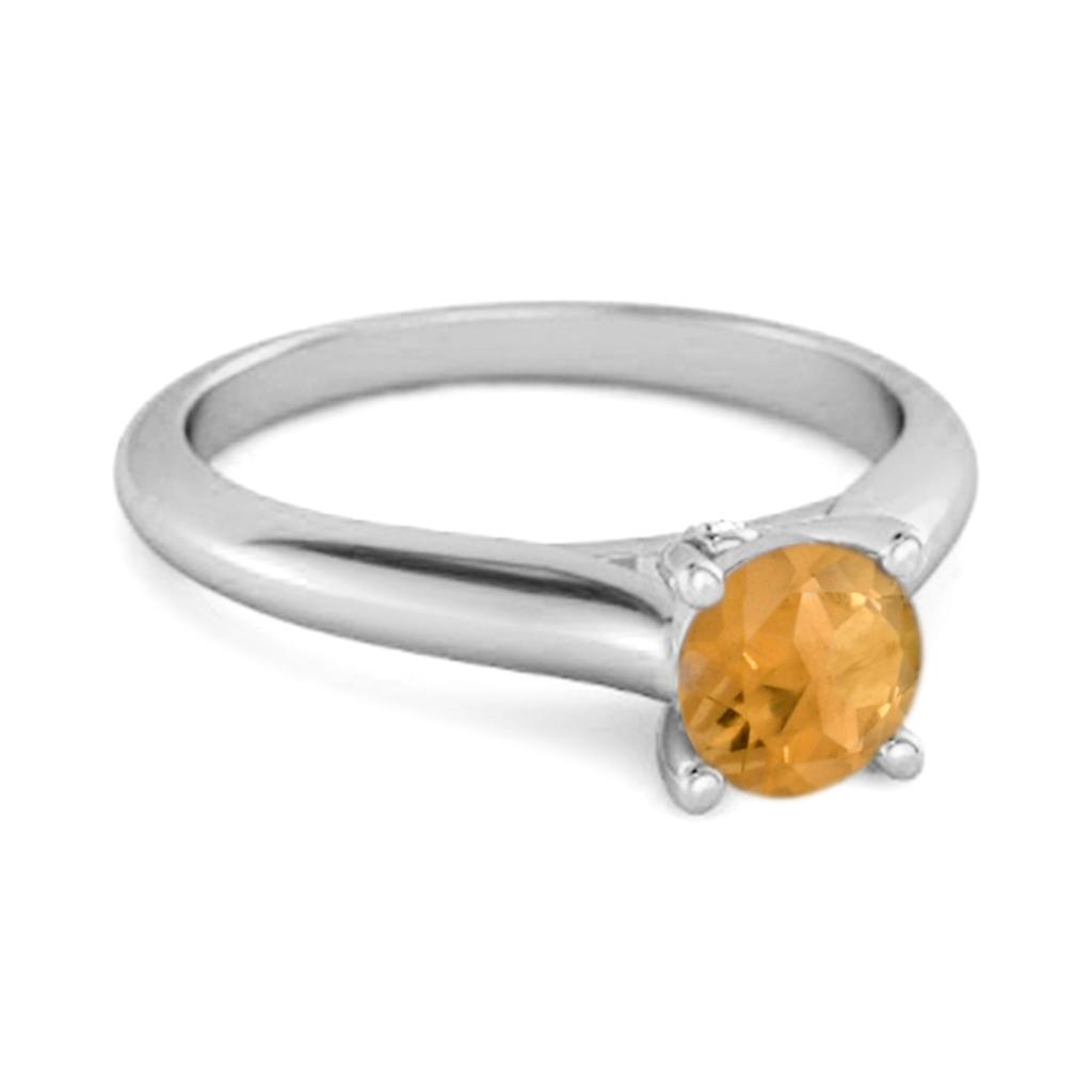 Citrin Runder Solitärring - 925 Sterlingsilber