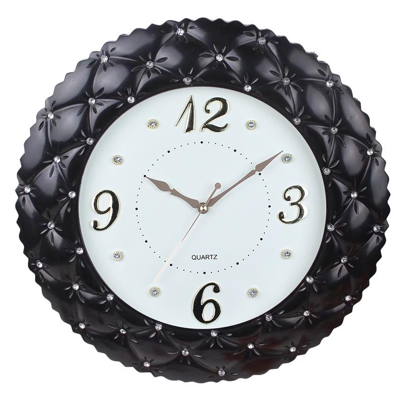 

46CM Wall Clock Living Room Decoration Living Room Decoration Diamond Hot Stamping Silver Simple Wall Clock Light Luxury Personalized Clock 46CM [Style] Black