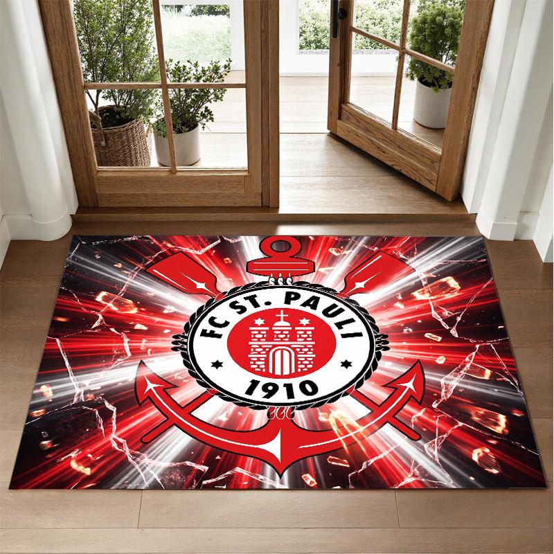 FC St. Pauli Football Design Crystal Velvet Rug Soft Decorative Mat for Bedroom Entrance