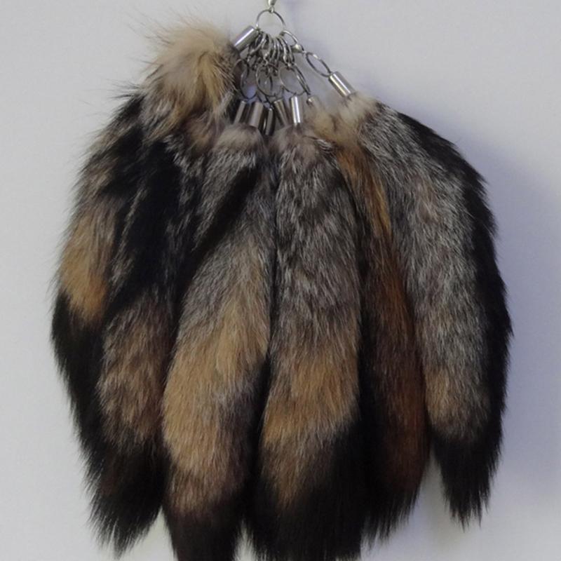 Long Lowrie Tail Keychain Women Car Keyring Lovely Racoon Furs Backpack Handbag Charm Pendant Key Holder Jewelry Gift